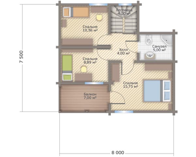 Дом из клееного бруса ПБ-08, 110 м2