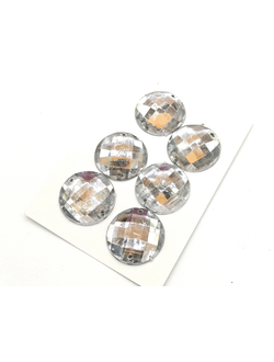 Стразы акриловые пришивные круглые 18 мм, цвет белый 01