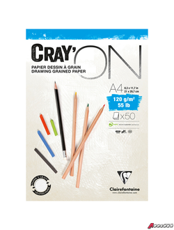 Скетчбук - блокнот 50л. А4 на склейке Clairefontaine "Cray'ON", 120г/м2, мелкозерн. 975020C