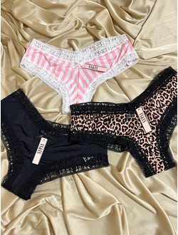 Трусы в стиле Виктория Сикрет с принтом 3 шт