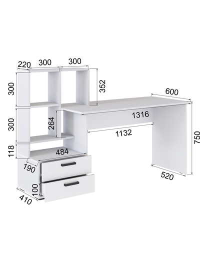 СКМ-5 компьютерный стол Белый с тиснением «Древесные поры»