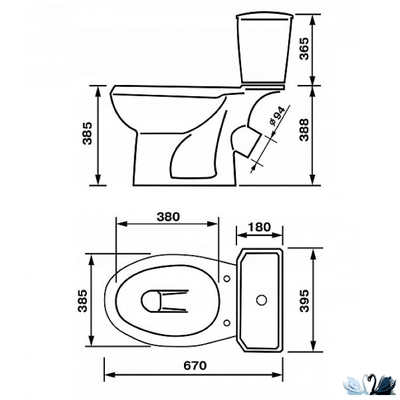 Унитаз с бачком Оскольская керамика Элисса Антивсплеск, черный, Стандарт (сиденье арматура УКЛАД)