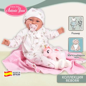 Кукла реборн Antonio Juan Реборн Лидия в розовом 52 см мягконабивная 81063