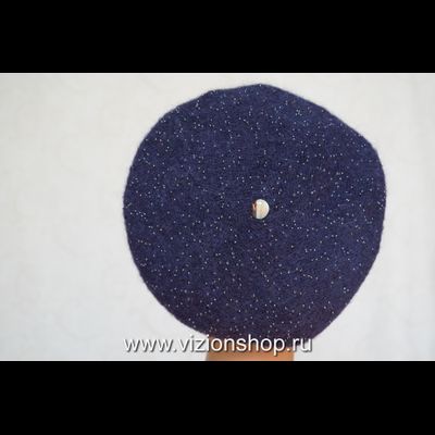 Итальянский берет с бисером вязаный женский Vizio Италия 6459 синий