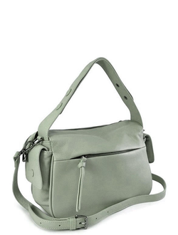 (АРТИКУЛ: 9859/1/8) СУМКА ЖЕНСКАЯ, НЕБОЛЬШАЯ, НАТУРАЛЬНАЯ КОЖА, БЛЕДНО-ЗЕЛЕНАЯ, С КАРМАНАМИ ПО БОКАМ, С ДВУМЯ ПЛЕЧЕВЫМИ РЕМНЯМИ