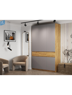 Бостон Шкаф ШК-002 ЛДСП Дуб крафт золотой/ЛДСП Серый шифер