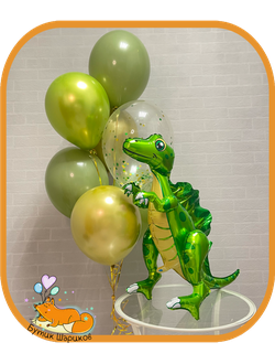 Набор Шаров с зеленым динозавром и зелеными шариками