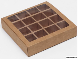 Коробка для конфет 16 шт 17,5 x 17,5 x 3,8 см Бурый