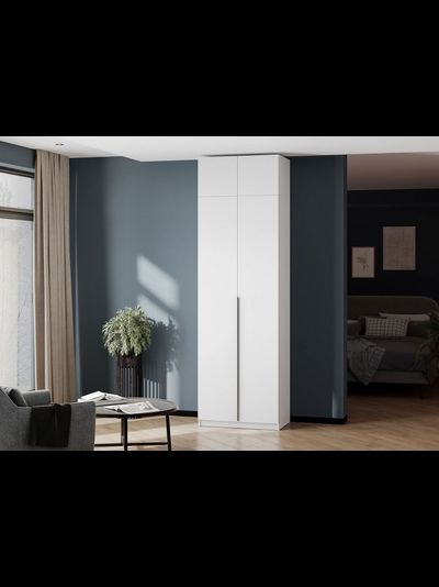 ШК 5 800 шкаф двустворчатый распашной с антресолью Белый текстурный