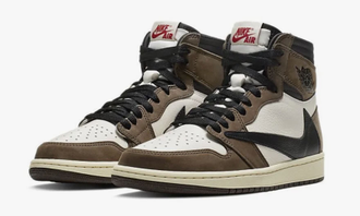 Nike Air Jordan 1 Retro High x Travis Scott Dark Mocha (Экокожа) сбоку
