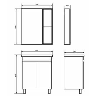 Тумба-умывальник "Осло-70НД" бетон светлый с раковиной  COMO 70