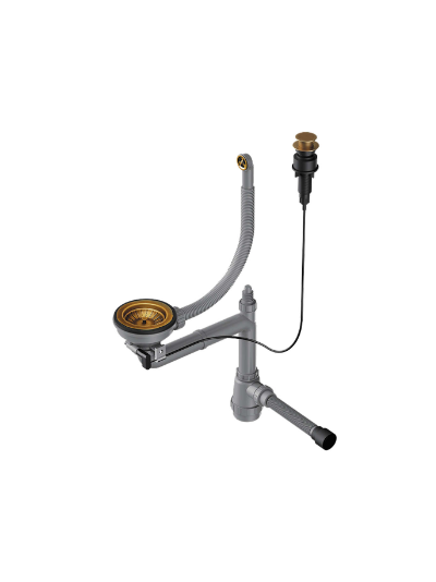 Арматура с клапаном-автоматом для одночашевых моек с круглым переливом WK-1-CL-R-A AB