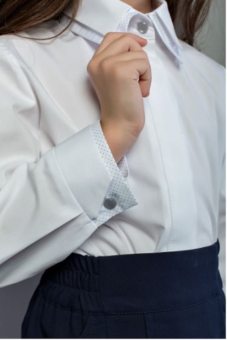 Д 5258 Блузка длинный рукав Горошек р.122-158