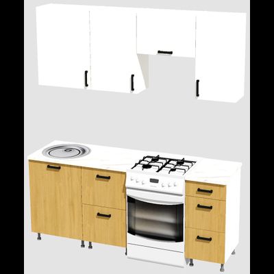 Кухня эконом 1,5 метра (600х500х400) Цвет: Белый/Дуб Сонома