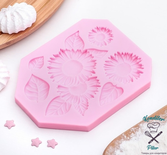 Молд силиконовый 12х9,5х1 см "Подсолнухи"