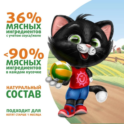 Ферма кота Федора влажный корм (пауч) для котят, с ягнёнком кусочки в желе 85 г