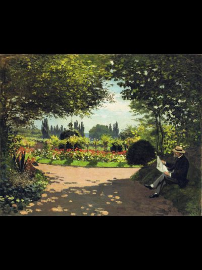 Купить греющую картину с фото репродукции Клода Моне Адольф Моне читает