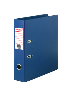 Папка-регистратор BRAUBERG с двухсторонним покрытием из ПВХ, 70 мм, синяя, 222655