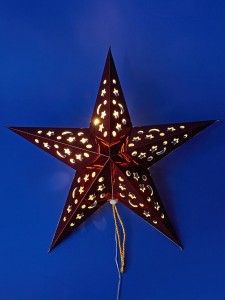 Фигура новогод. подвесн. Красная звезда 45x45см (2xAA) ULD-H4545-005/STA/2AA WARM WHITE IP20 Uniel