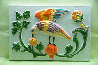 Соловей и чаша любви (фасадный изразец)