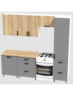 Кухня Эконом 1,8 метра с колонкой (1300х500) Цвет: Дуб Вотан/Базальт