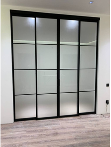 перегородка раздвижная матовое стекло