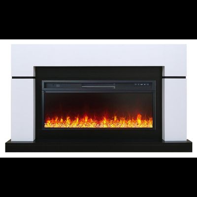 Линейный электрокамин Lindos белый с чёрным с очагом Vision 42 LED