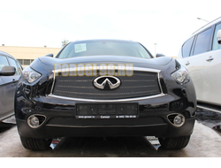 Защита радиатора Infiniti FX37 2010-2012/FXII37 2012-2013/QX70 2013-... (дизель) black низ с FCW PREMIUM