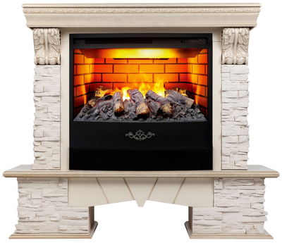 Электрокамин Rockland Lux WT с очагом 3D FireStar 25.5