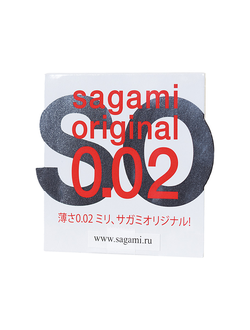 708 Презервативы Sagami, original 0.02, полиуретан, ультратонкие, гладкие, 18 см, 5,8 см, 1 шт.