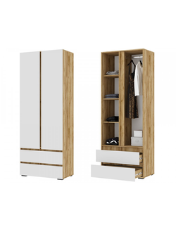 Хелен ШК 01 шкаф 2х створчатый Дуб Крафт золотой/Белый шагрень