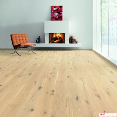 Паркетная доска Haro Дуб Светло-Белый Универсал Браш 539310 1-пол лак