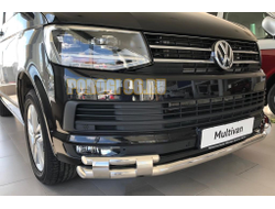 Защита переднего бампера с перемычками d60/42 для Volkswagen T6 (2015-)