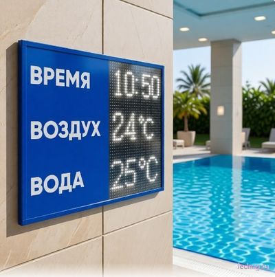 Табло для бассейна стандартное с измерением температуры воды и воздуха, купить в Тюмени