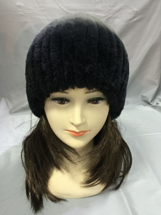 Женская шапка Снопик Лилия натуральный мех кролик, зимняя, темно серая арт. цх-0014