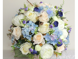 Цветочная композиция из искусственных цветов Анис № МС008. Размер 35х35 см. Купить на сайте АОАБУКЕТ
