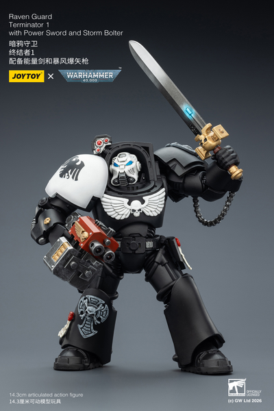 Терминатор Гвардии Ворона (Warhammer 40K) - КОЛЛЕКЦИОННАЯ ФИГУРКА 1/18 Raven Guard Terminator with Power Sword and Storm Bolter (JT03240) - JOYTOY