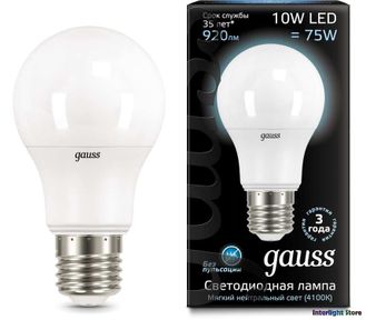 Gauss LED A60 10w 840 E27