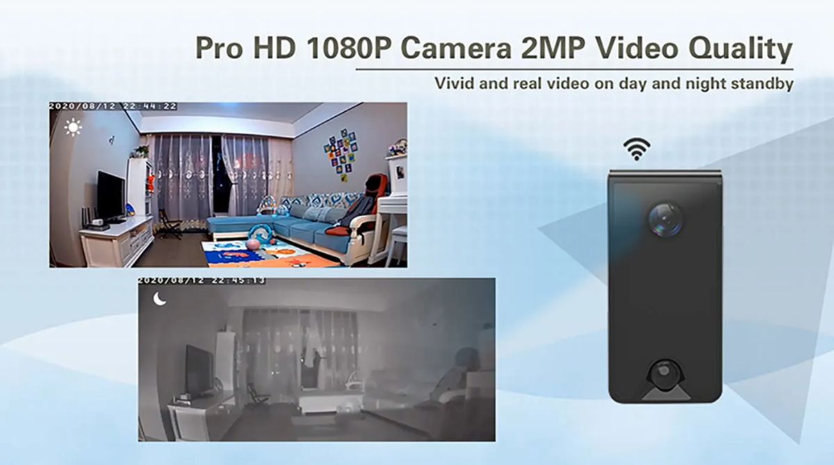 DE-WAI-LS002 Комнатная беспроводная WiFi видеокамера на аккумуляторе с DVR с кронштейном, Full HD