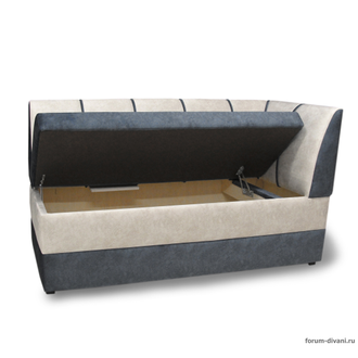 Кухонный ДИВАН "ФОРУМ-8" с боковой спинкой, Серый/Слоновая кость Правый