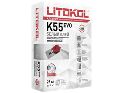 Клей на основе белого цемента для укладки стеклянной мозаики LITOPLUS K55 25кг