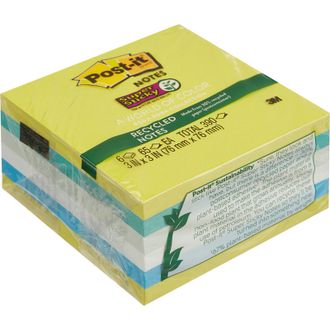 Блок-кубик Post-it Super Sticky 654-6SST, 76х76, ЭКО-Тропик, 6 блоков по 65 листов