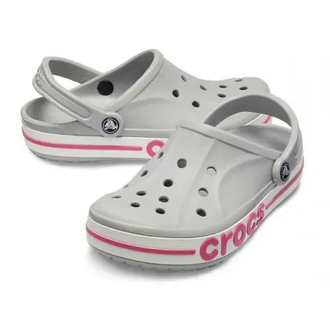 CROCS BAYABAND CLOG СЕРЫЕ С РОЗОВЫМ