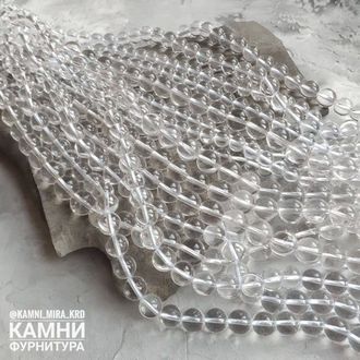 Горный хрусталь чистый, с редкими включениями, шары 6,3-6,5/9,8-10/12 мм, цена за нить 19 см