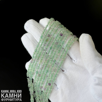 Флюорит качество 3А, шары 3 мм в ювелирной огранке, цена за нить 19 см