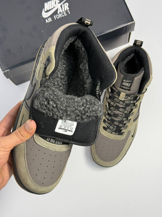 Nike Air Force 1 Mid Green Black Зимние