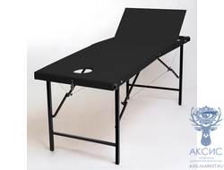 Кушетка 3х-секционная 180/60 регулировка высоты, вырез для лица (РБ, черный 2ой поролон)