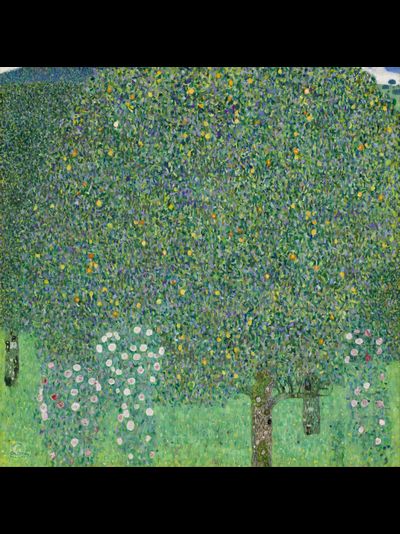 Купить греющую картину с фото репродукции Густава Климта Розовые кусты под деревьями