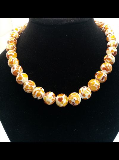 Бусы янтарь долматинец белый 50 см