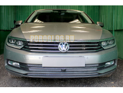 Защита радиатора Volkswagen Passat B8 1.4 TSI 2014- (3 части) с фронтальной камерой chrome